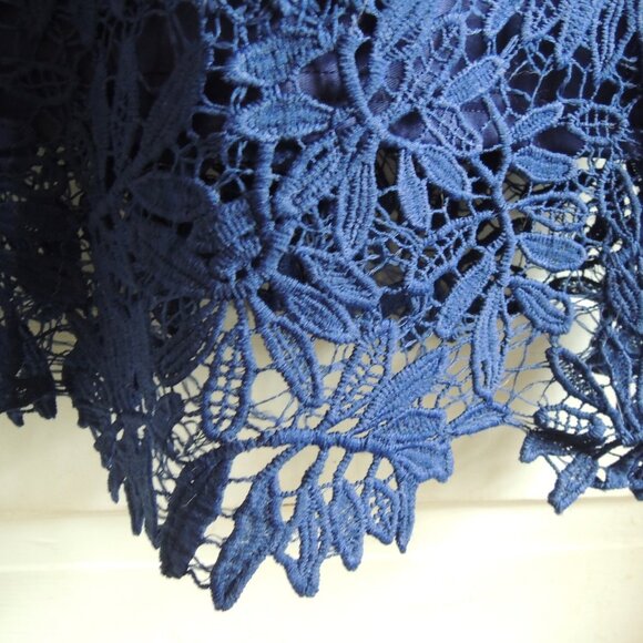 Lulus Blue Floral Lace Overlay Cocktail Sheath Dress XL - Picture 4 of 9